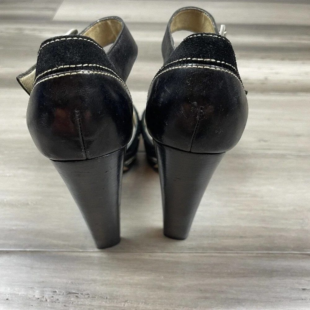 Michael Kors Astor Quarter Strap Heels Women's Black Silver Studs 9